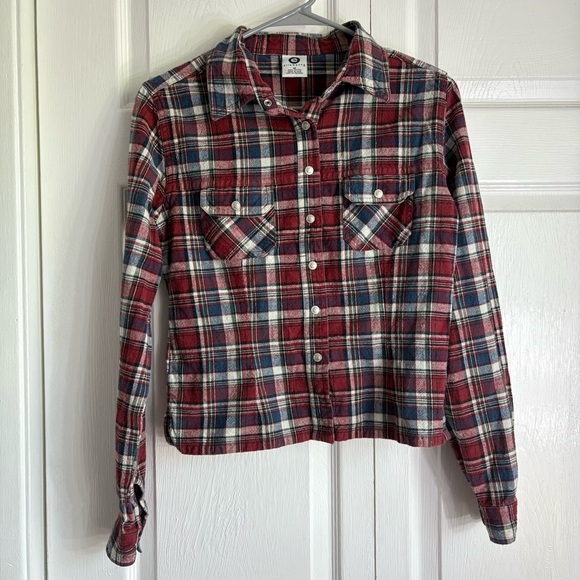 Vintage ellemenno Red, White, Blue Long Sleeve Flannel - Size Medium - Picture 1 of 5